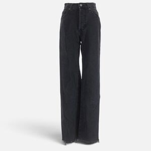 MNG Mango Wide Jeans Leg High Rise Black Grey Denim 24” 1 Nora